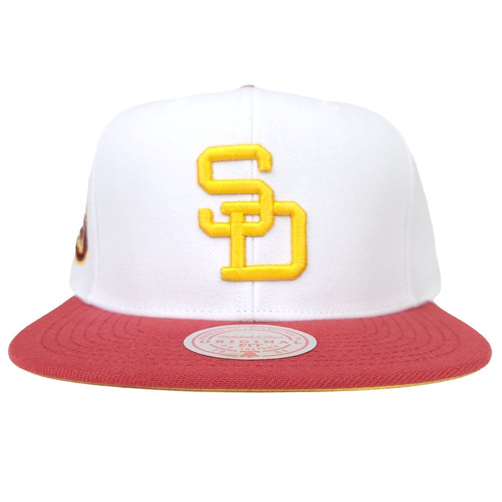 San Diego Padres Mitchell & Ness MLB Snapback Hat Cap 3D Logo White Red NWT